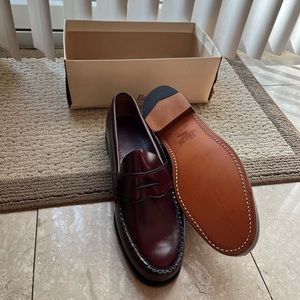 bass wee juns burgundy penny genuine leather dress shoes brand new in box
